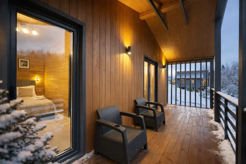 Дом Бархат с горячей купелью и панорамным видом на лесной склон