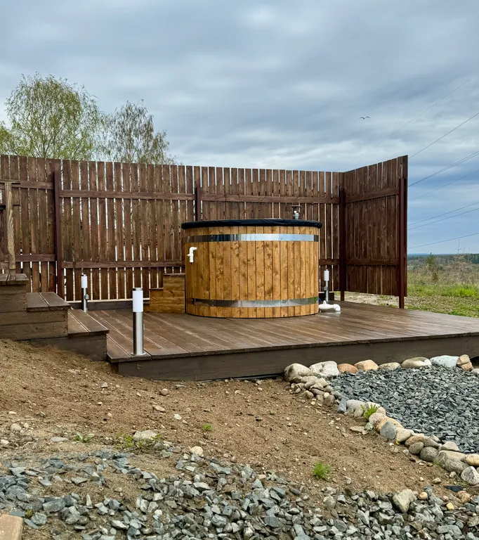 Уютный дом с купелью Фурако прекрасным видом на Онежское озеро и город