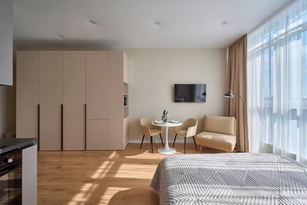 Ваниль- стильная студия в ЖК Самолет