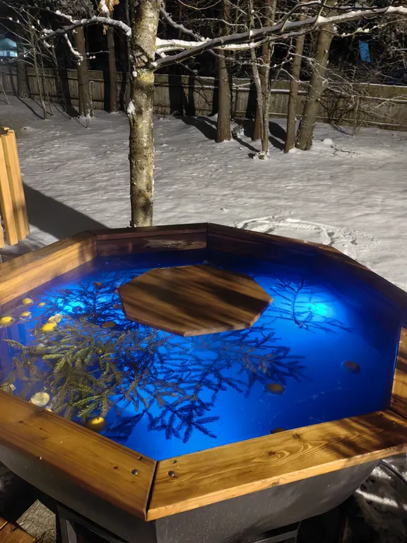 Коттедж Дом с баней, банным чаном, детской площадкой и батутом у озера в сбору — Ланино