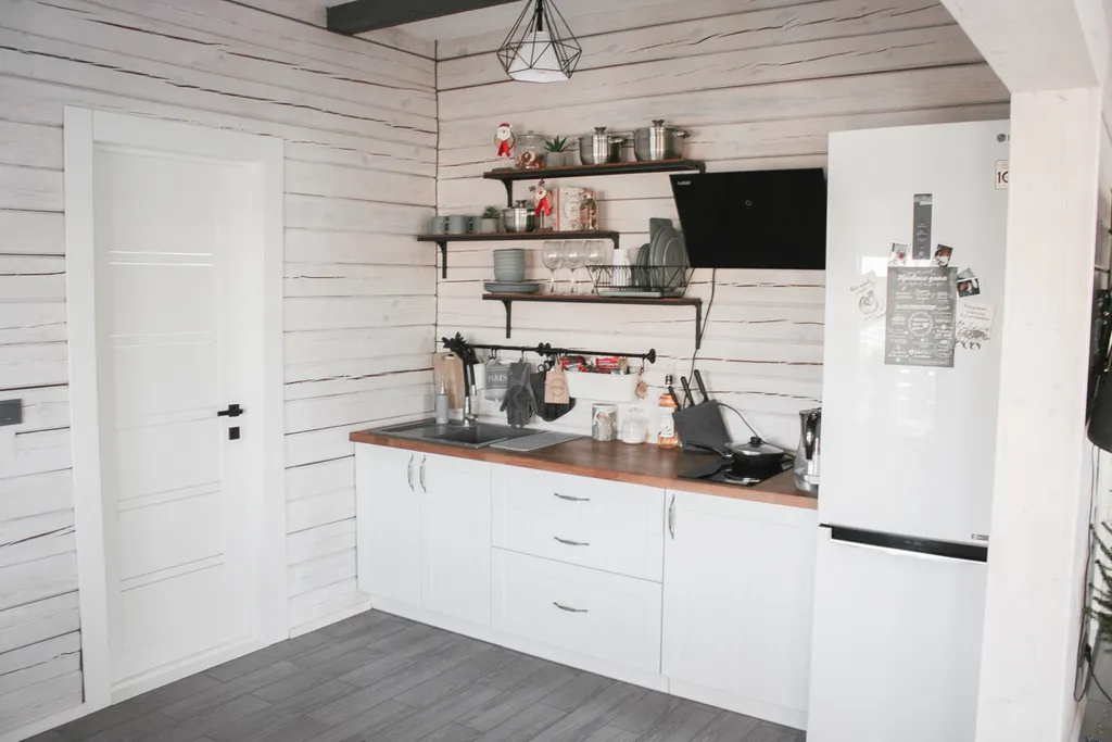 Уютный светлый деревянный домик с сауной и купелью