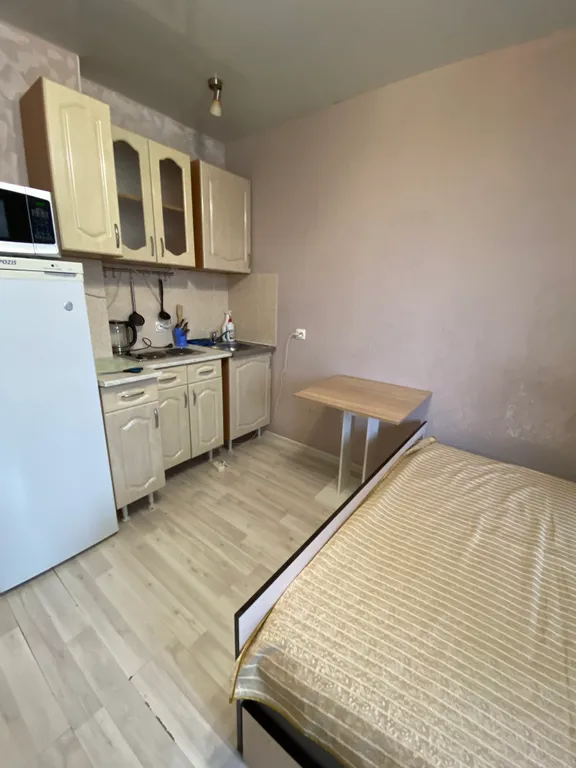 Студия 20кв.м - широкая кровать, стиралка, микроволновка, холодильник