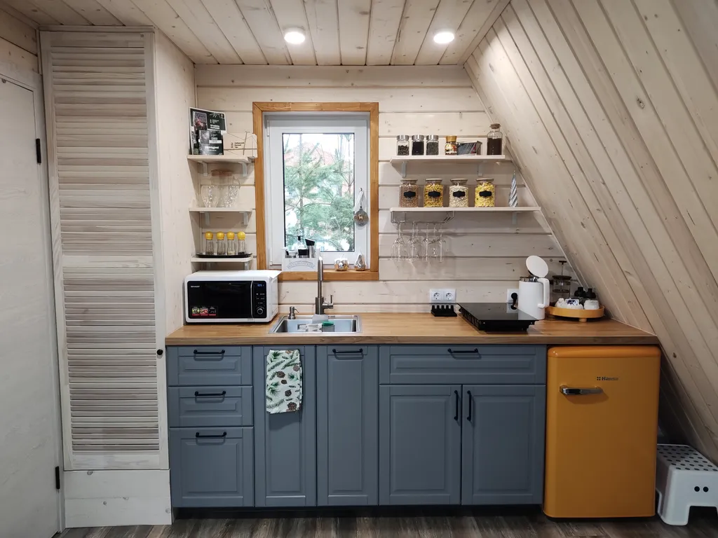 Уютный дом Aframe с банным чаном на дровах