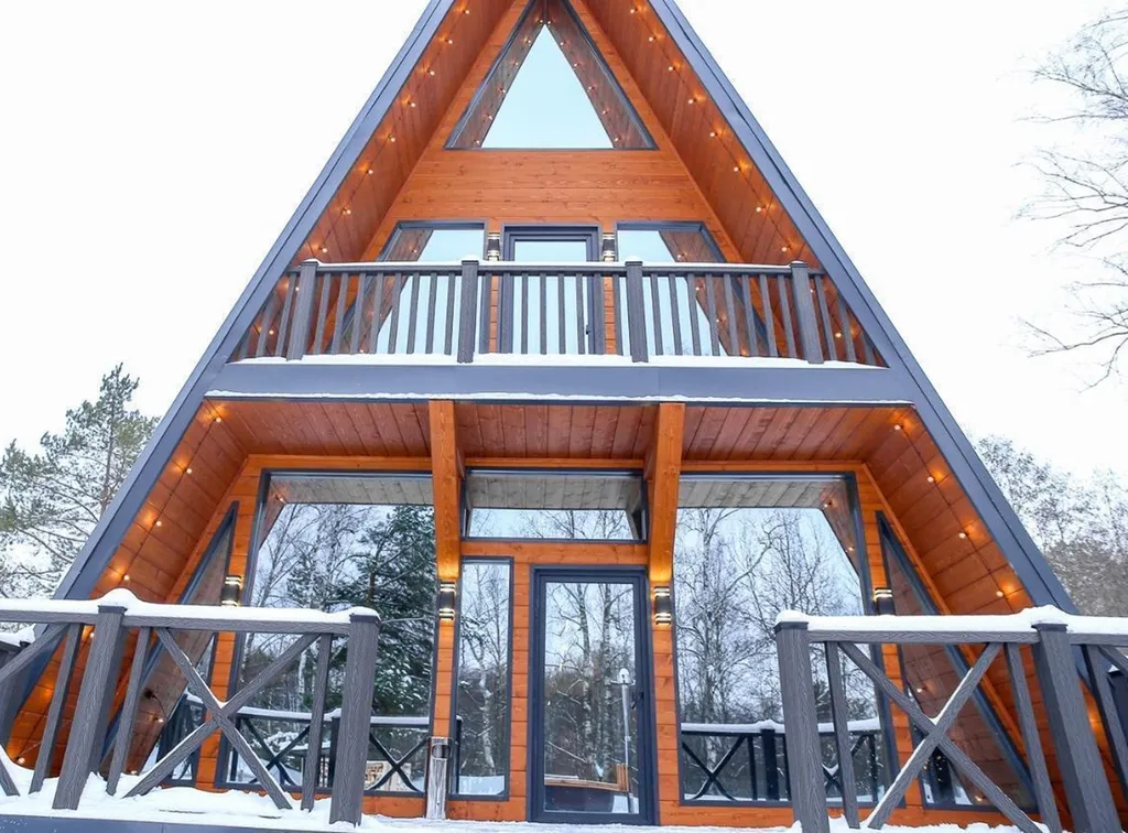 Большой дом a-frame в-небо с бассейном