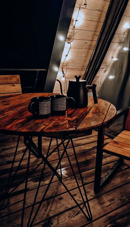 Глэмпинг, двуэтажный а-фрейм с террасой 44м2+14м2