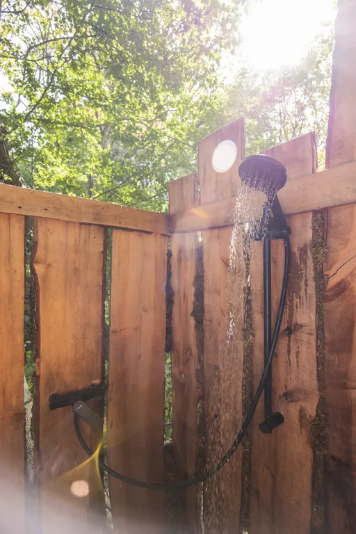 Уютный шатер среди деревьев на берегу озера