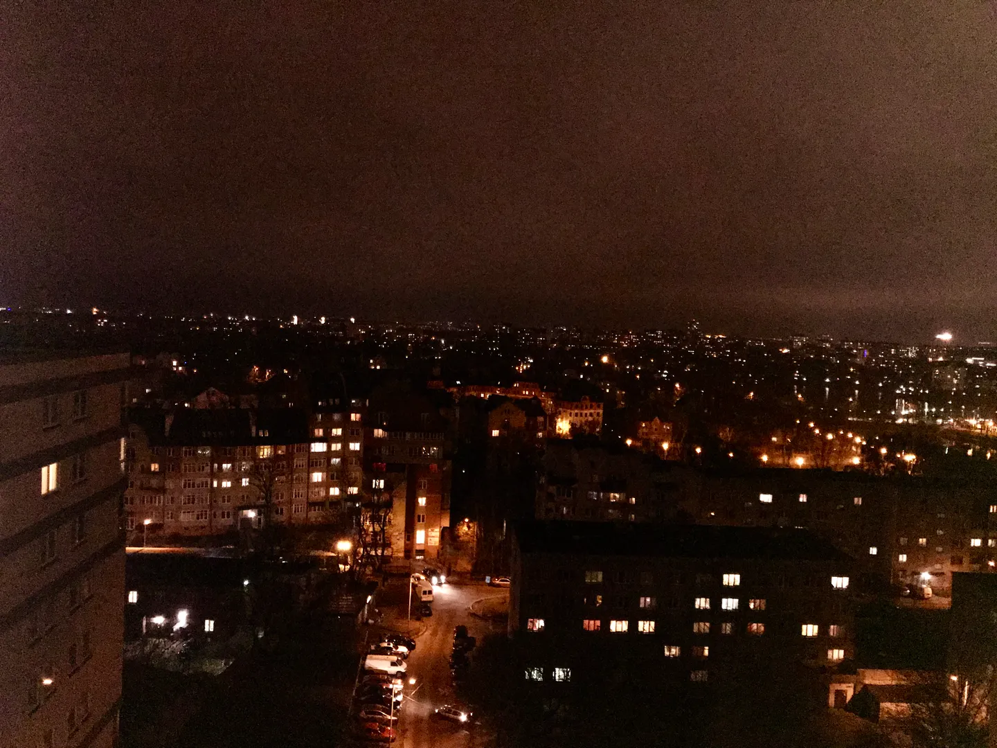 Ночной город, вид с 14 этажа