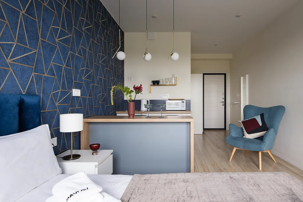 Квартира Квартира Уютная студия Синяя с панорамными окнами — Калининград