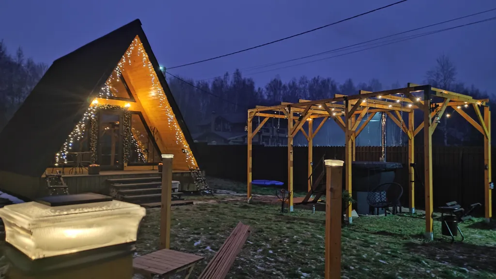 Дом А-фрейм с банным чаном