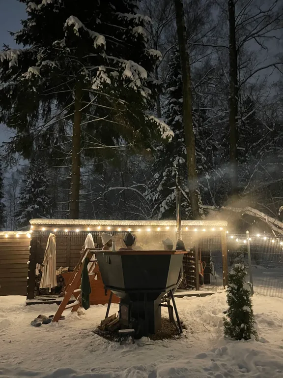 Отдых в доме в лесу с чаном и бассейном