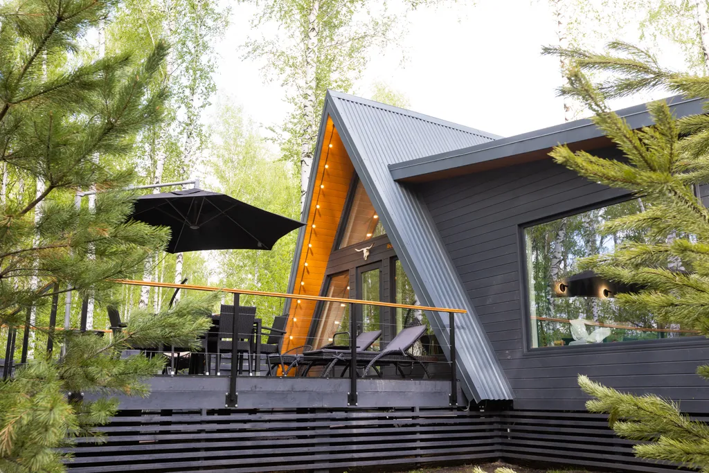 Кедр Кэмп, дизайнерский White a-frame с купелью в лесу рядом с Уфой