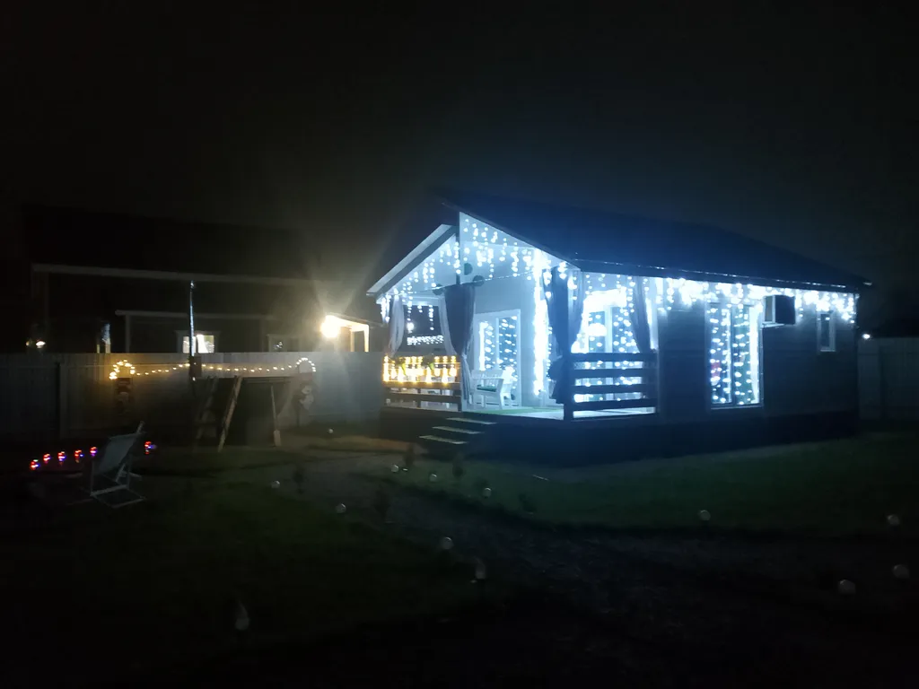 Новый стильный дом в окружении леса