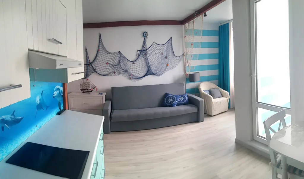 Квартира Квартира Студия в морском стиле с видом на Неву — Санкт-Петербург