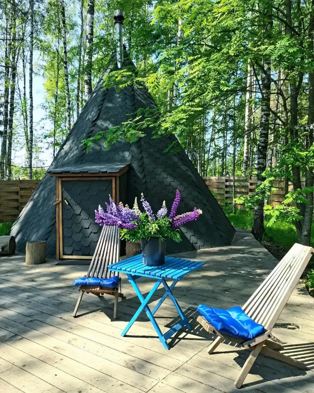 Коттедж Уютный глэмпинг Типи-трип в лесу с баней, купелью и очагом — аренда посуточно в Всеволожск