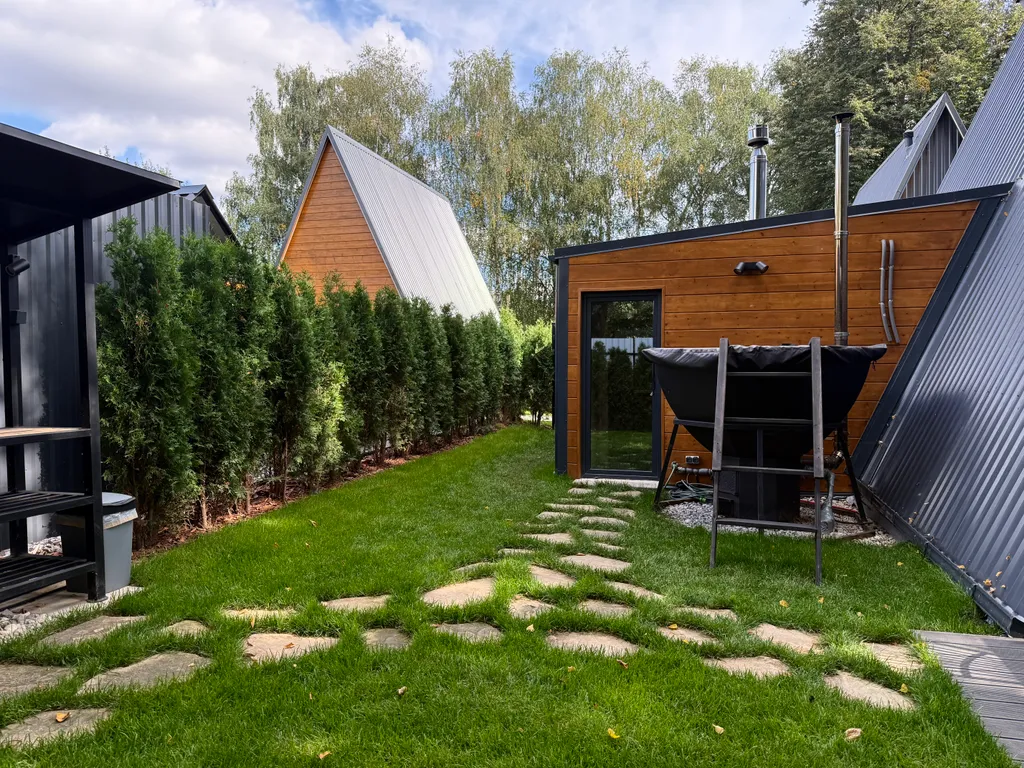 Уютный А-фрейм Ручей с баней и чаном