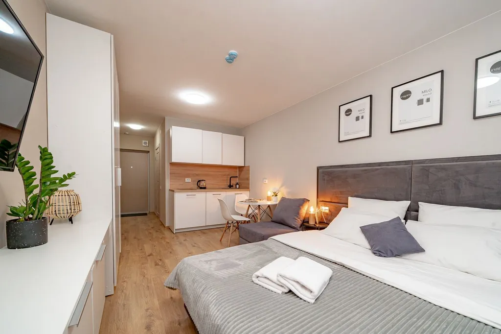 Апартаменты студия у метро, с кухней и панорамными окнами