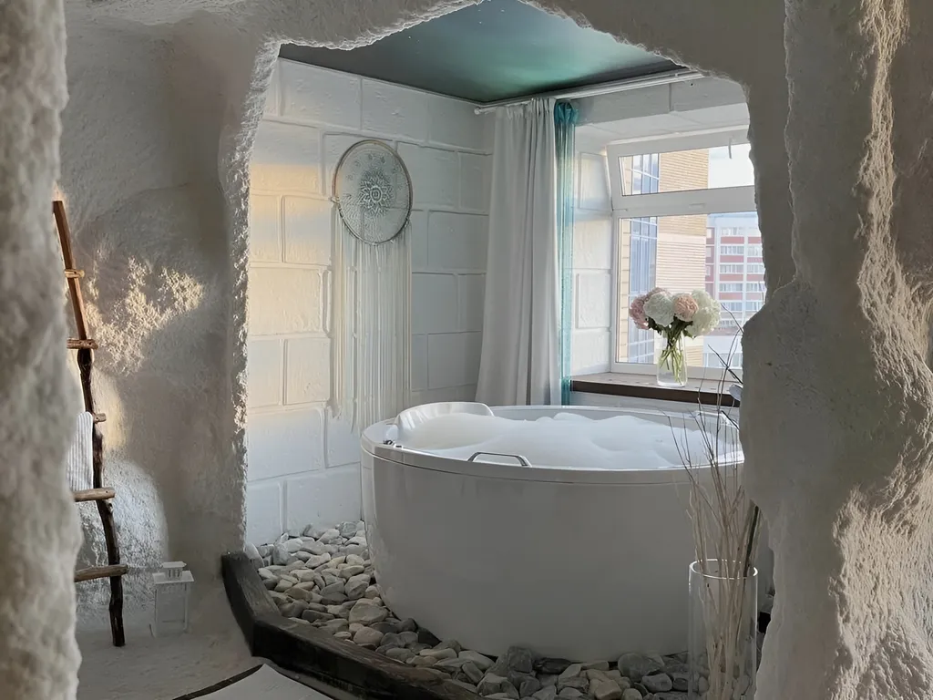 Квартира Апартамент Зима - соляная пещера с сауной и джакузи у окна — аренда посуточно в Самара