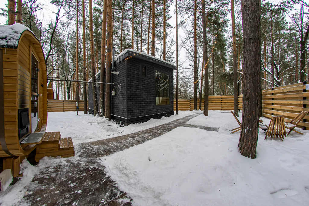 Вилла в сосновом лесу с чаном и баней