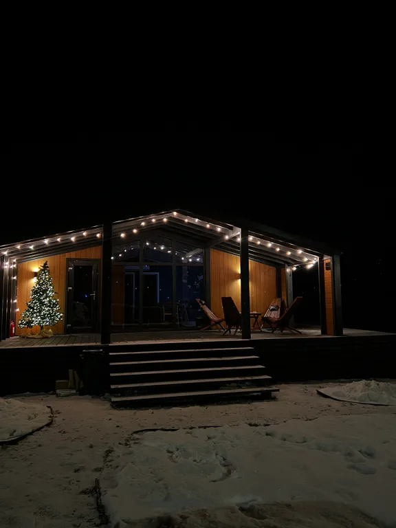 Дом на берегу пруда в Эко-местечке с банным чаном