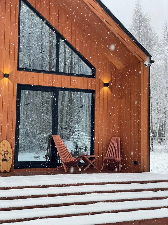 Барни с видом на лес с сауной