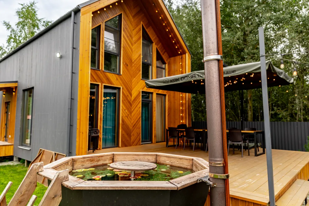 Коттедж Прекрасный дом-БАРН с большой террасой и банным чаном — Ногинск