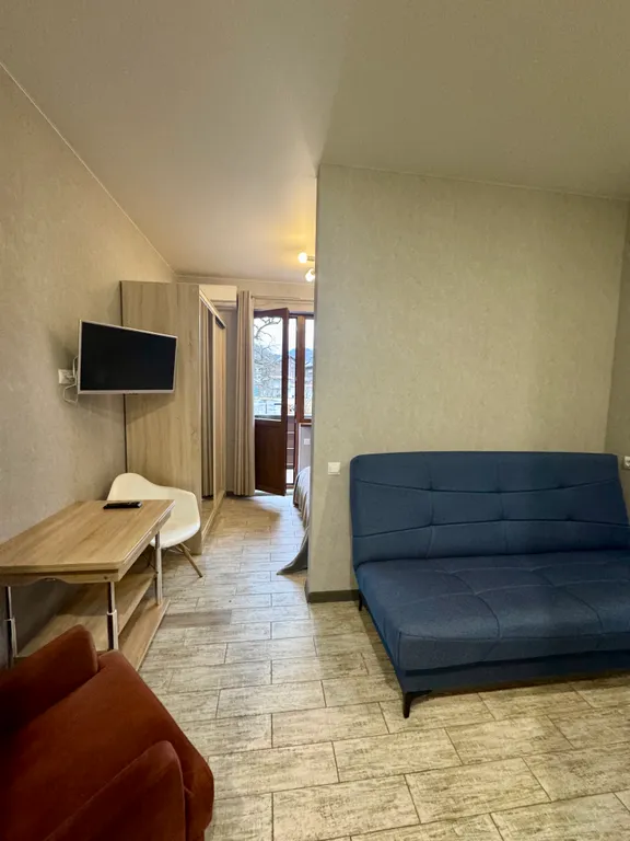 Студия с выделенной спальней и балконом в центре