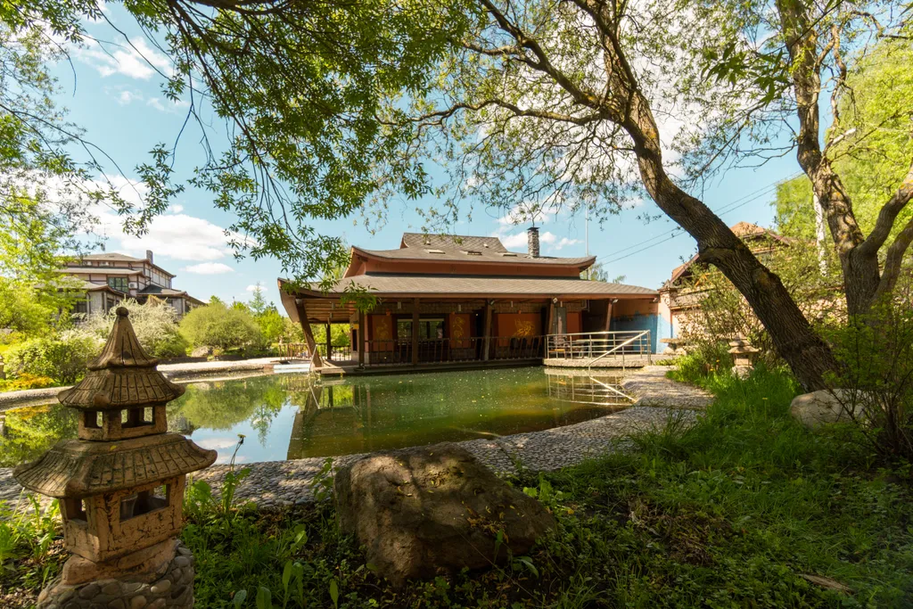 Коттедж Дом на пруду с дровяной сауной и караоке в китайском стиле — Высоково