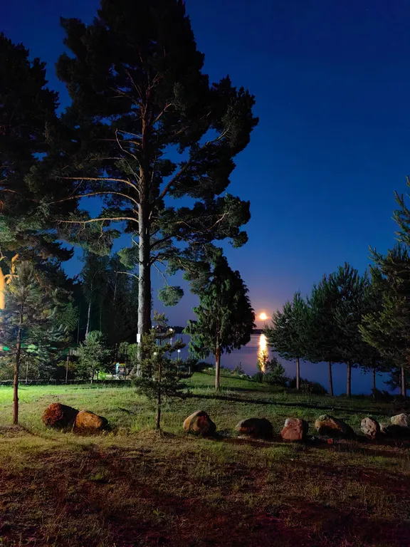 Коттедж Коттедж Амфрейм 6 местный у озера с баней, чаном и детской площадкой с батутом — Ланино