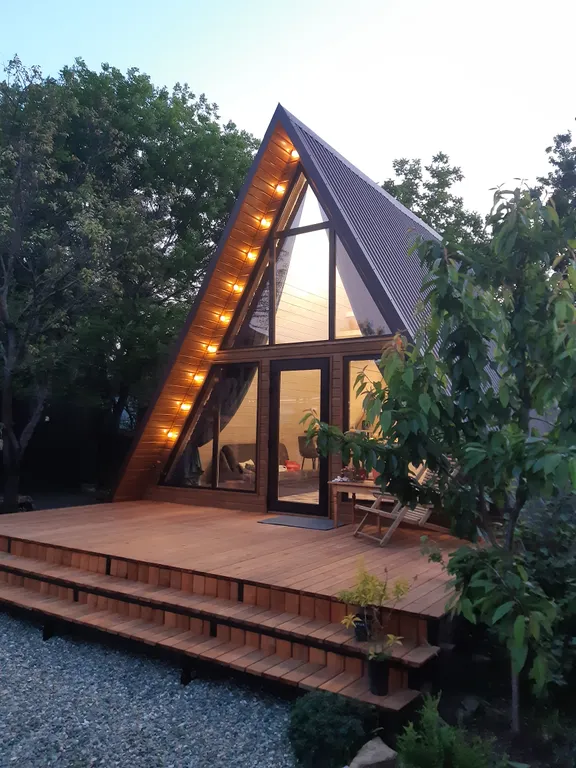 Spa-отдых в гостевом доме в стиле A-frame с отдельным двориком