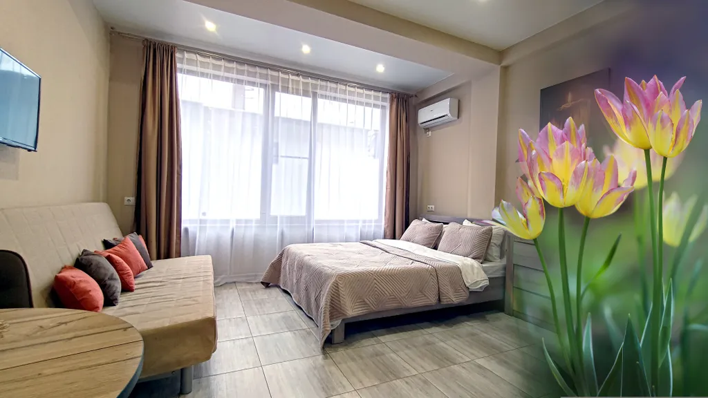 Квартира Идеальная и комфортная студия в центре красной поляны. Большое окно — аренда посуточно в Красная Поляна