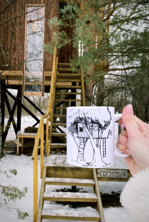 Коттедж Дом на дереве с окном на полу — Веськово