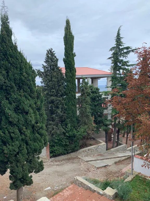 Студия с видом на море диваном и балконом