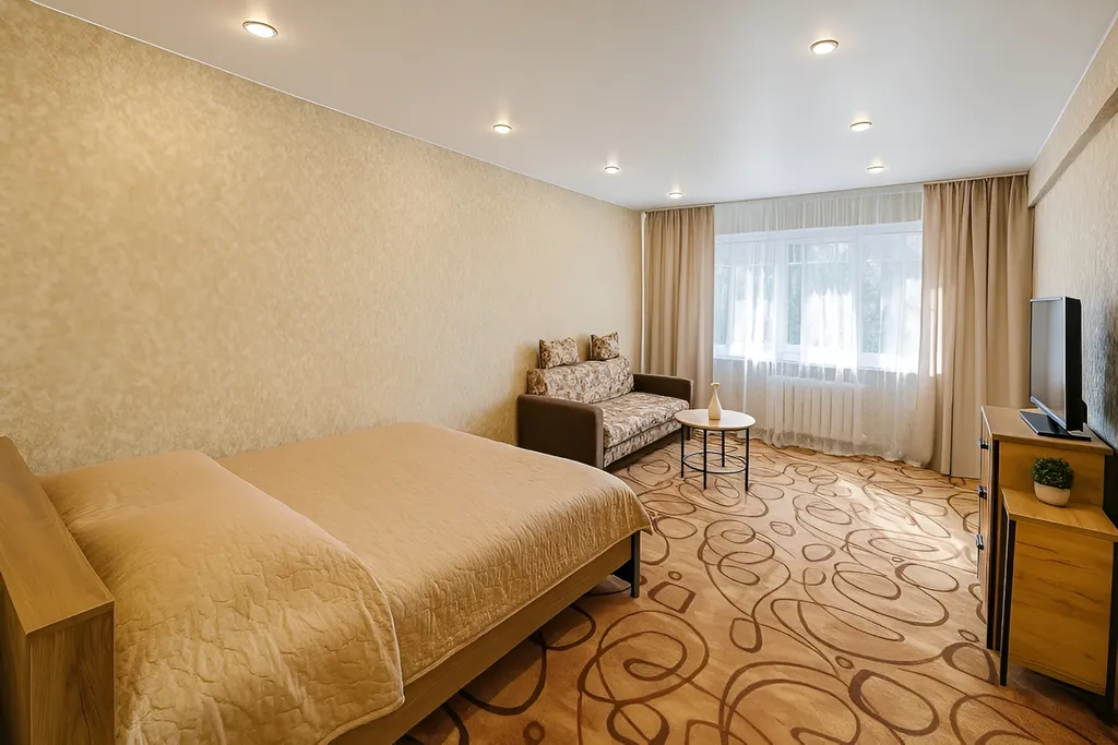 1-к апартаменты с евро ремонтом для 2 человек, рядом Воркутауголь