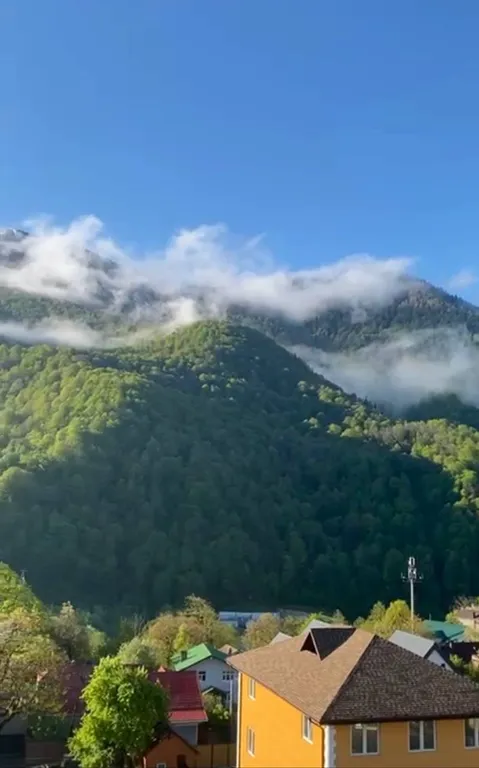 Евродвухкомнатный апартамент с балконом и видом на пик Аибга