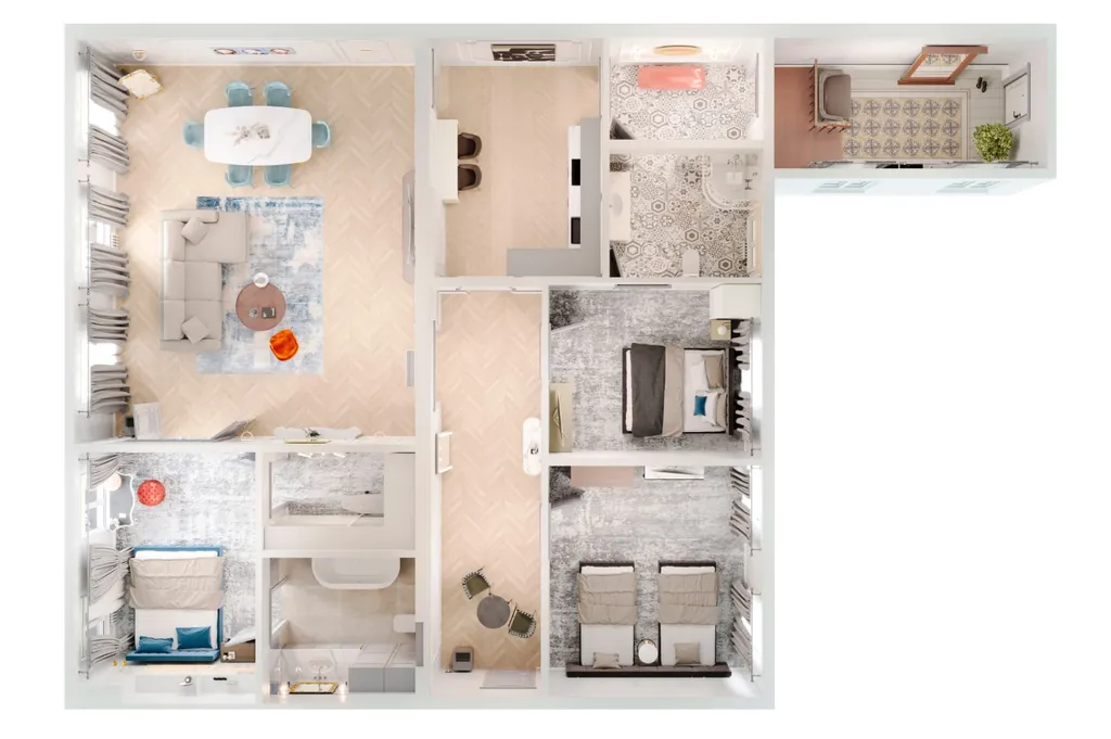 Проcтоpныe 4-к апартaменты c прекpaсным видом нa Hевcкий пpocпект