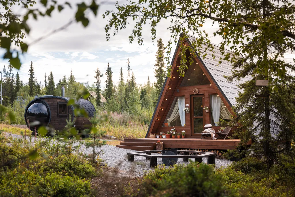 Сказочный дом для отдыха с панорамной банькой на дровах Hygge House