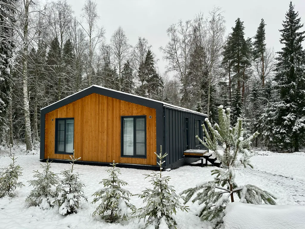 Дом с панорамными окнами в лес