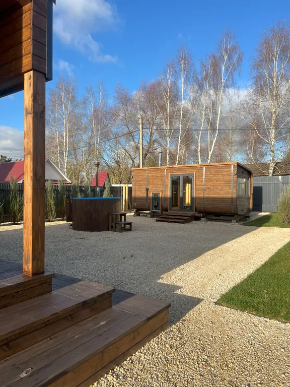 Коттедж Коттедж Барн с панорамными окнами, террасой, баней и купелью — Петровское