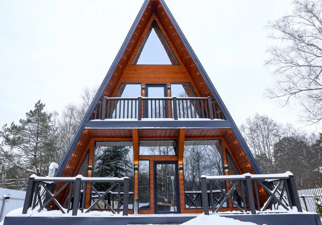 Большой дом a-frame в-небо с бассейном