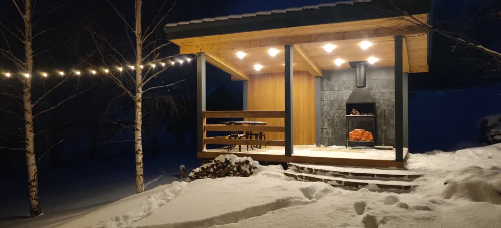 Панорамный дом с баней