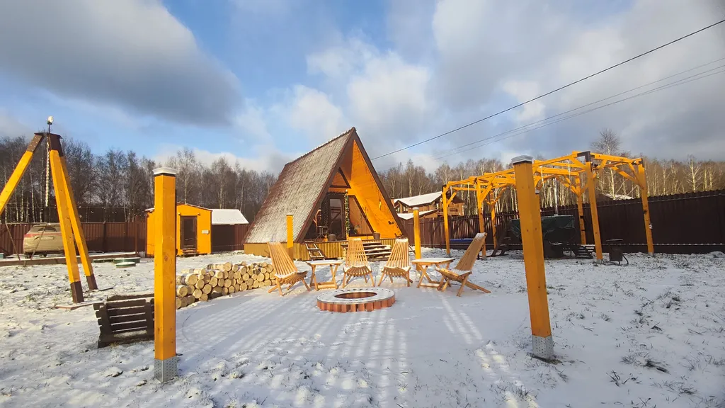 Дом А-фрейм с банным чаном