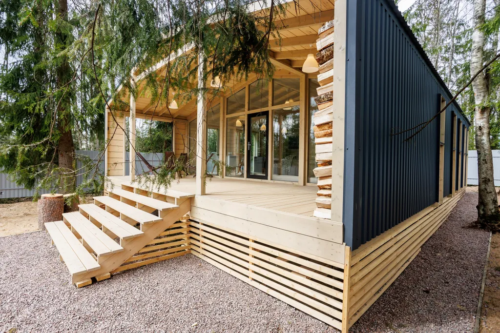 Красивый дом в ёлках