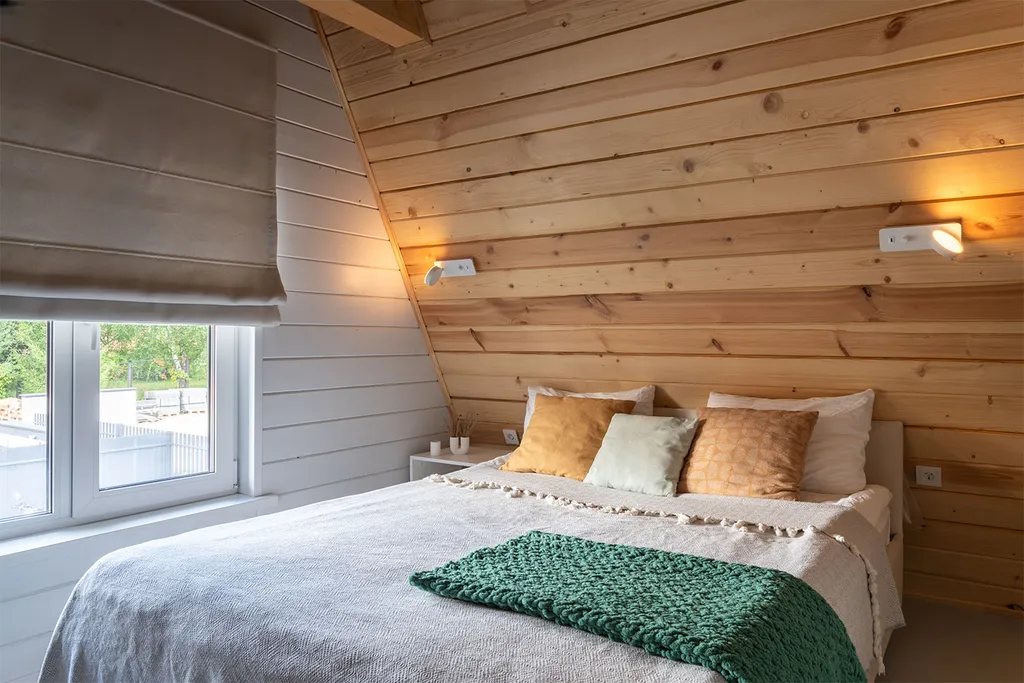 А・Фрейм ВИСТА Логиново
Дом с сауной, видом на лес и реку