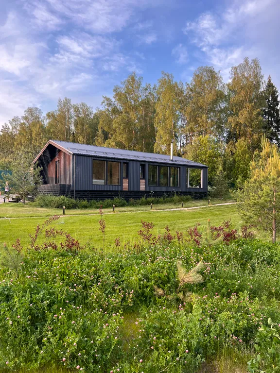 Дача в лесу с панорамными окнами