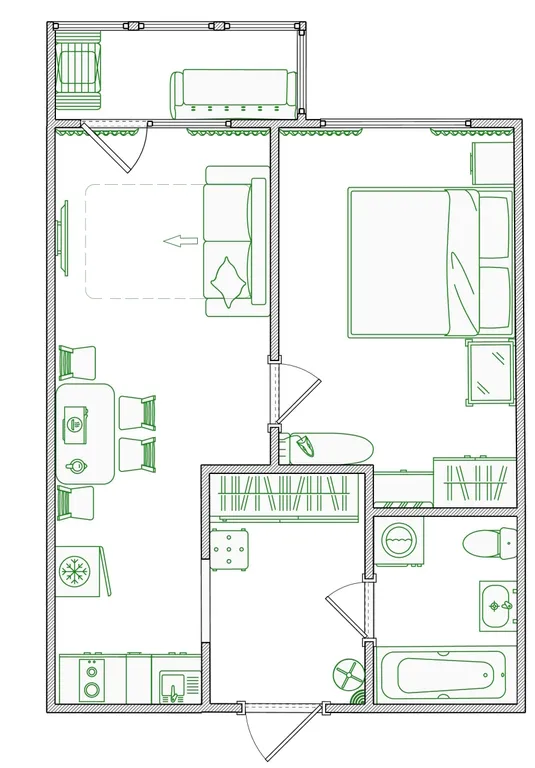 Квартира Квартира Свежая евродвушка — Бугры