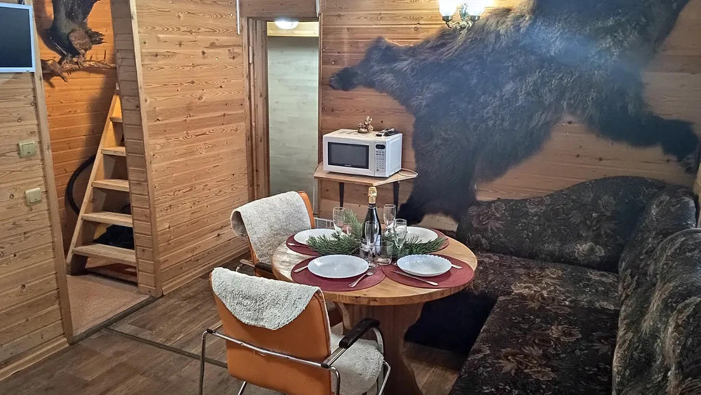 Охотничий дом с медведем на Ладоге