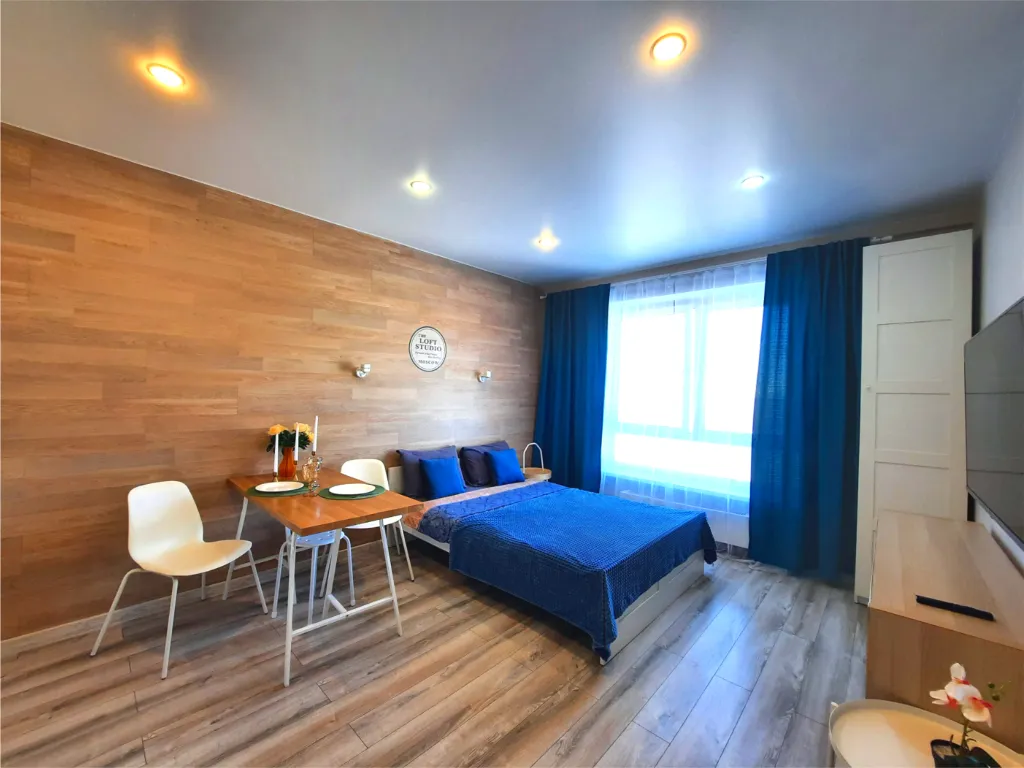 Студия для двоих — романтическое пространство с современным ремонтом