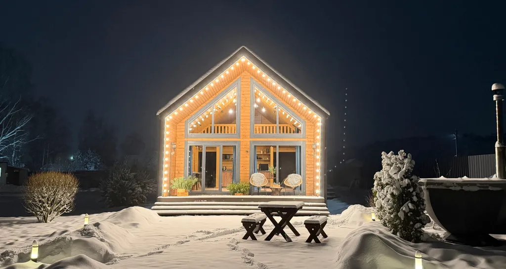 Дом у леса с банным чаном и панорамными окнами