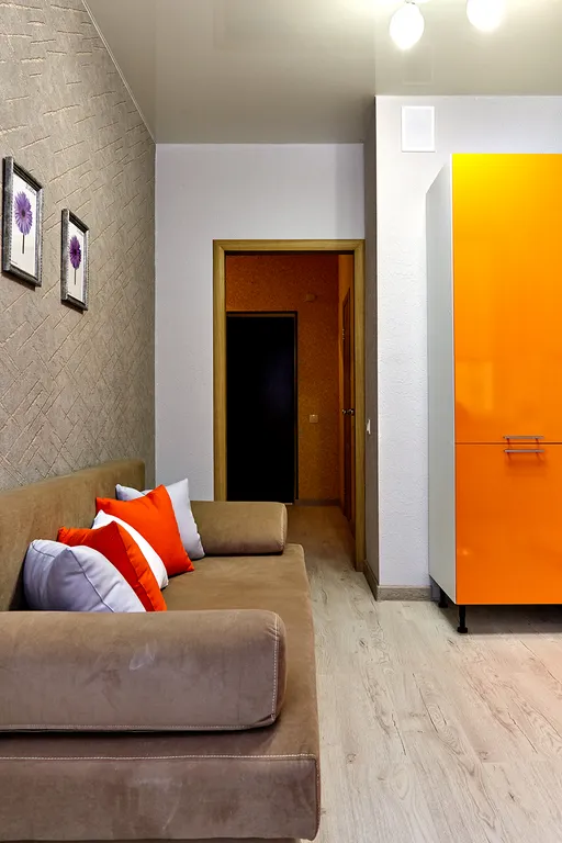 Апартаменты Оранж с диваном в кухне-гостиной