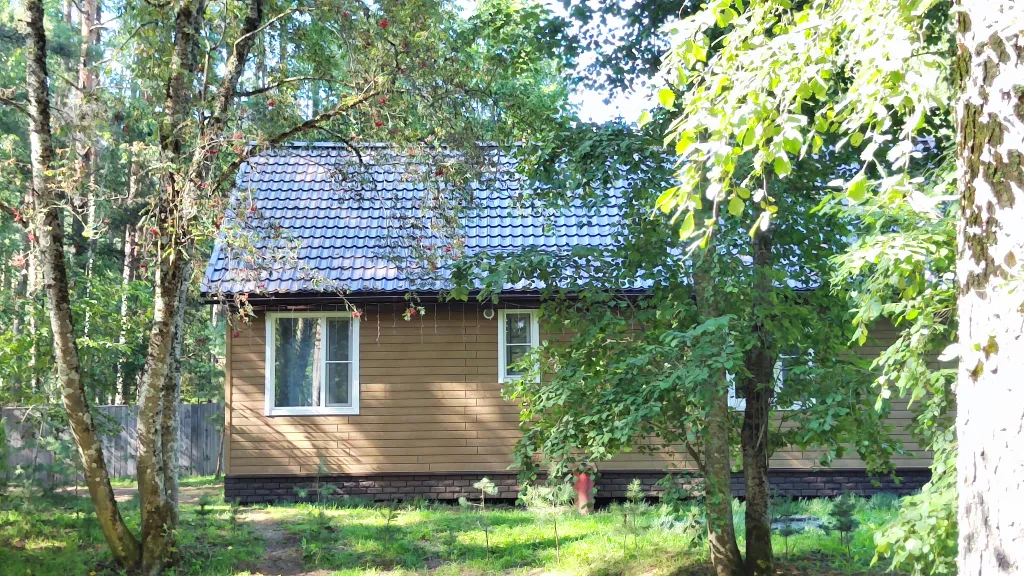 Коттедж Коттедж с баней, чаном и детской площадкой с батутом у озера, в бору — Ланино